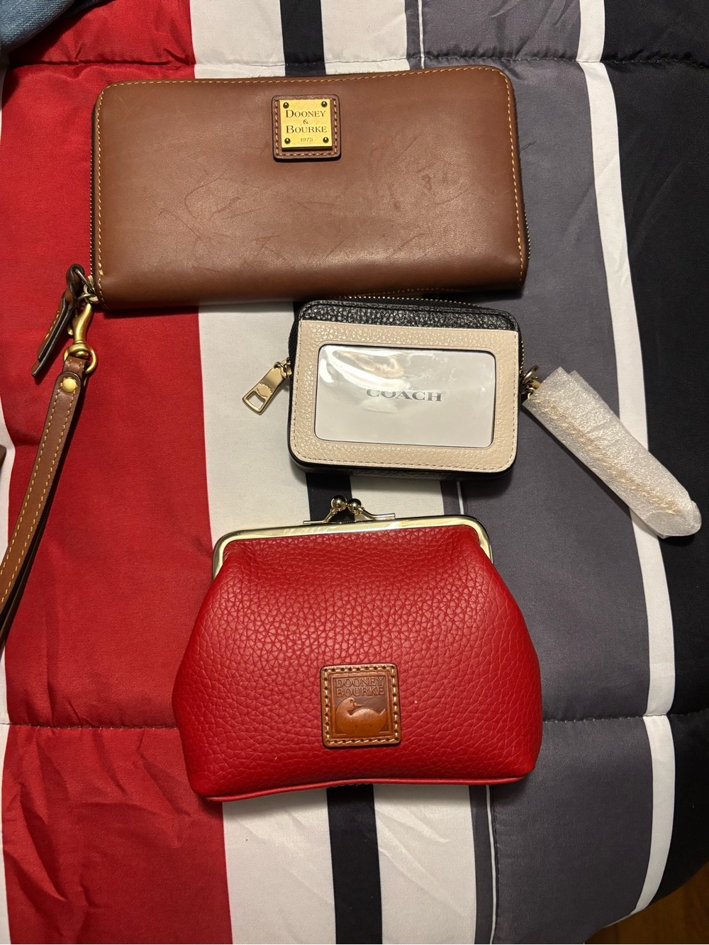 Dooney & Bourke Red Pebbled Leather Kiss-Lock Coin Purse